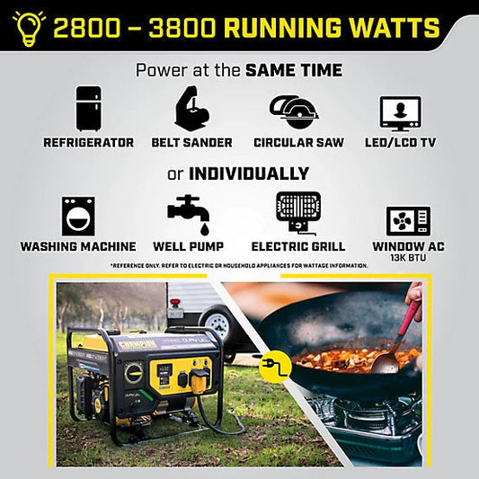 New!Champion Power Equipment 4550-Watt Dual Fuel RV Ready Portable Generator with CO Shield, 200970