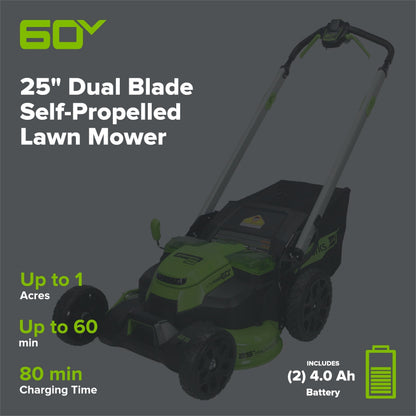 Greenworks MO60L427 Cordless Mower Kit 63.5cm 60V 4.0Ah