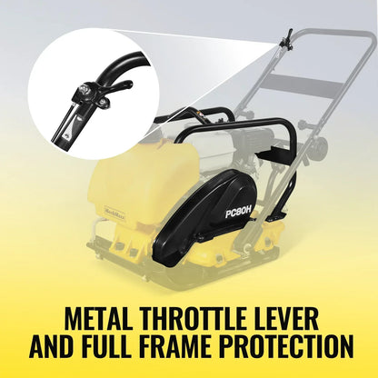 Honda GX160 Vibratory Plate Compactor with Wheel Kit, 3150 lb Centrifugal Force for Soil, Gravel, Asphalt and Paver Base, PC80H