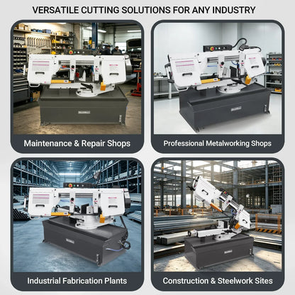 MechMaxx Metal Cutting Band Saw 10 Inch Horizontal Bandsaw 2HP 220V 60Hz 1PH 0‑45° Mitering Hydraulic Down Feed Built‑in Coolant System for Steel Aluminum Alloy Metal Fabrication BS-1018R