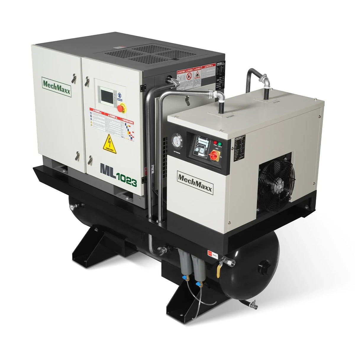 10HP Combined Rotary Screw Air Compressor with Dryer & 66-Gal ASME Tank | 32 CFM,  116 PSI,  230V 3-Phase - Industrial Grade