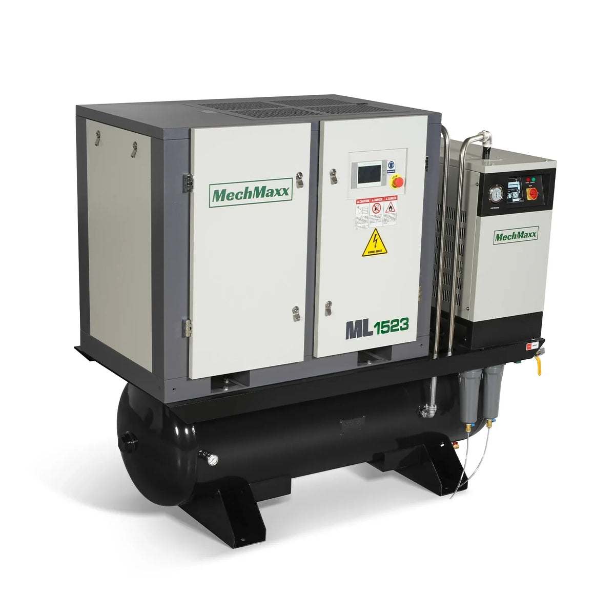 15HP Combined Rotary Screw Air Compressor with Dryer & 105-Gal ASME Tank | 45 CFM,  116 PSI,  230V 3-Phase - Industrial Grade
