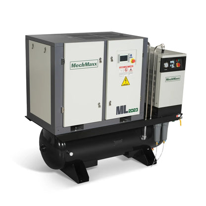 20HP Combined Rotary Screw Air Compressor with Dryer & 105-Gal ASME Tank | 78 CFM,  116 PSI,  230V 3-Phase - Industrial Grade