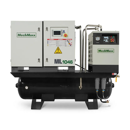 10HP Combined Rotary Screw Air Compressor with Dryer & 66-Gal ASME Tank | 32 CFM,  116 PSI,  460V 3-Phase - Industrial Grade