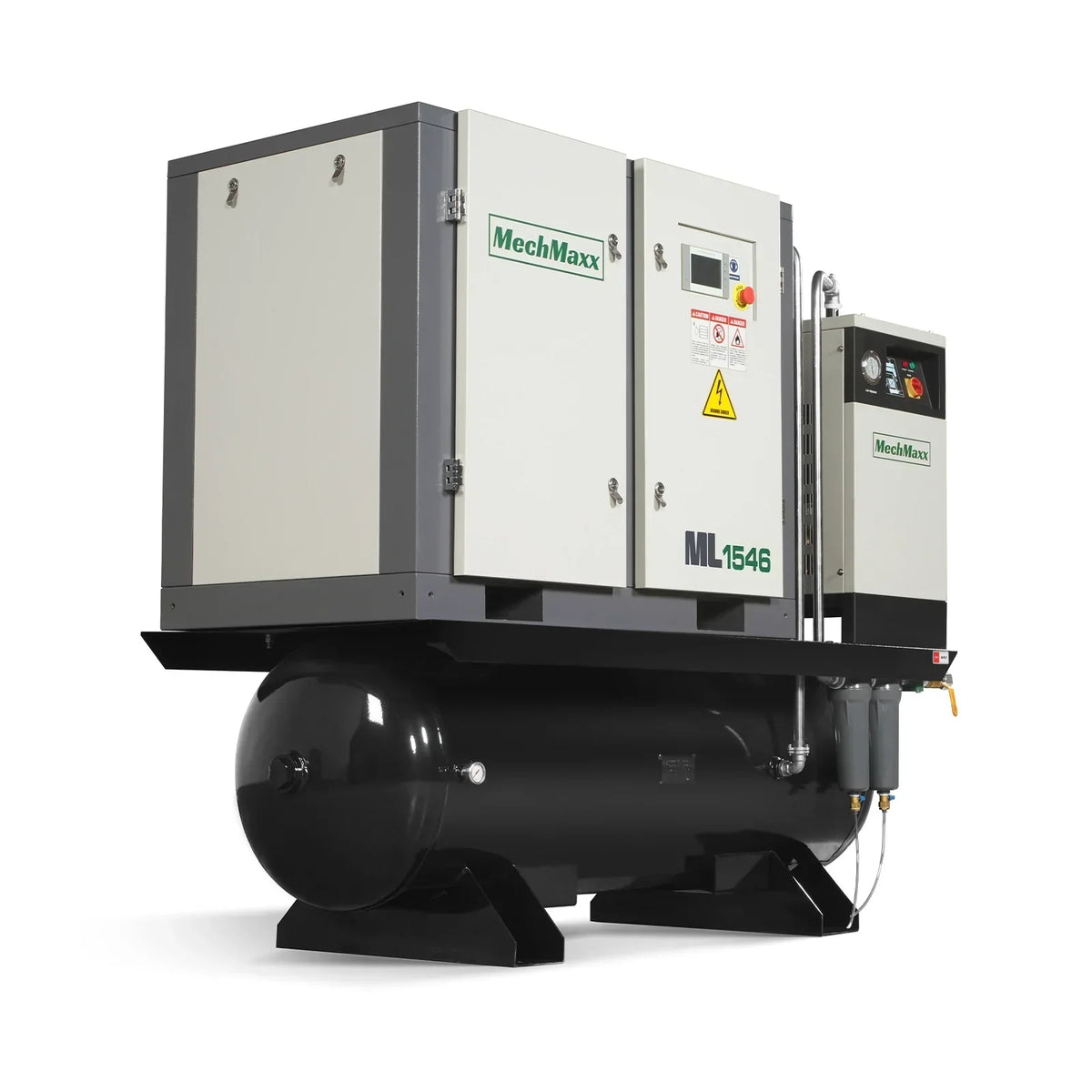 15HP Combined Rotary Screw Air Compressor with Dryer & 105-Gal ASME Tank | 45 CFM,  116 PSI,  460V 3-Phase - Industrial Grade