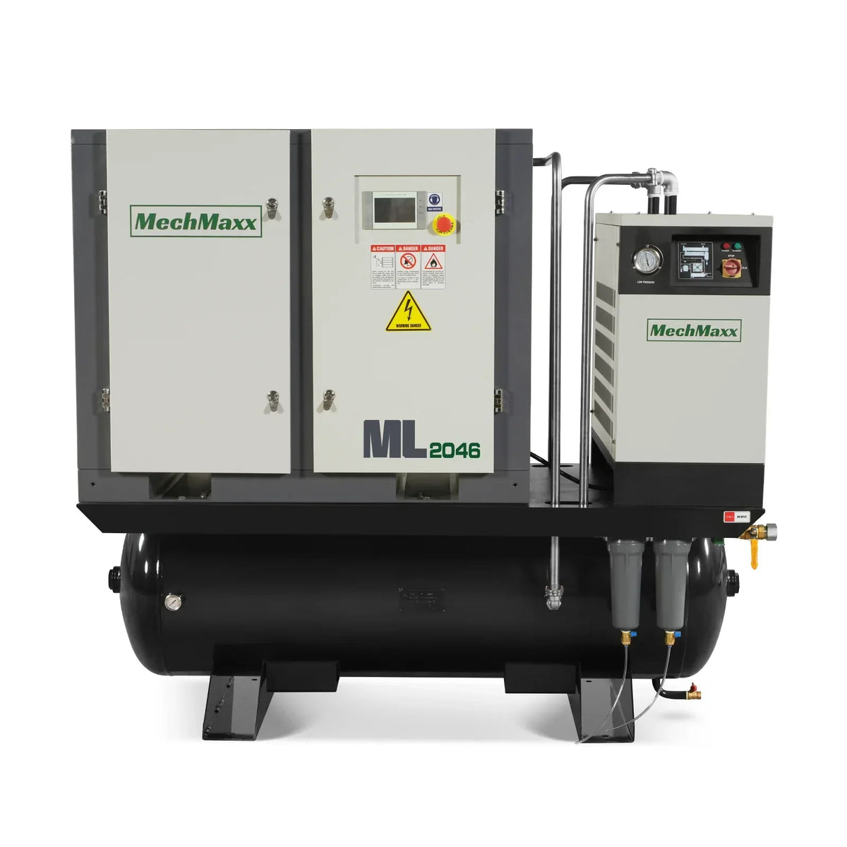 20HP Combined Rotary Screw Air Compressor with Dryer & 105-Gal ASME Tank | 78 CFM,  116 PSI,  460V 3-Phase - Industrial Grade