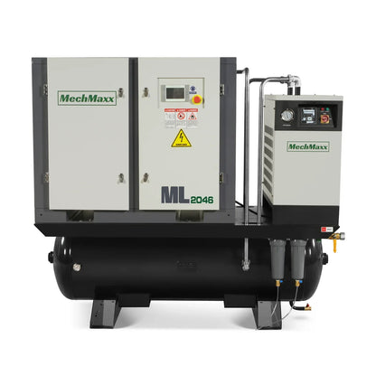 20HP Combined Rotary Screw Air Compressor with Dryer & 105-Gal ASME Tank | 78 CFM,  116 PSI,  460V 3-Phase - Industrial Grade