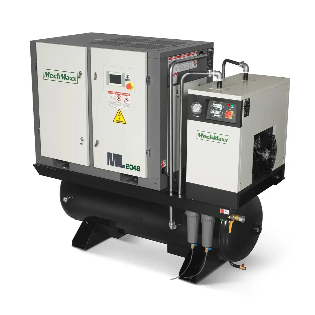 20HP Combined Rotary Screw Air Compressor with Dryer & 105-Gal ASME Tank | 78 CFM,  116 PSI,  460V 3-Phase - Industrial Grade