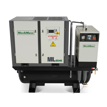 20HP Combined Rotary Screw Air Compressor with Dryer & 105-Gal ASME Tank | 78 CFM,  116 PSI,  460V 3-Phase - Industrial Grade