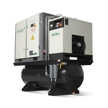 20HP Combined Rotary Screw Air Compressor with Dryer & 105-Gal ASME Tank | 78 CFM,  116 PSI,  460V 3-Phase - Industrial Grade