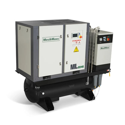 20HP Combined Rotary Screw Air Compressor with Dryer & 105-Gal ASME Tank | 78 CFM,  116 PSI,  460V 3-Phase - Industrial Grade