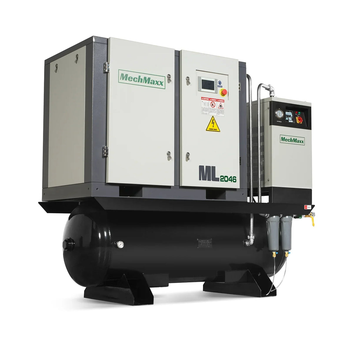 20HP Combined Rotary Screw Air Compressor with Dryer & 105-Gal ASME Tank | 78 CFM,  116 PSI,  460V 3-Phase - Industrial Grade