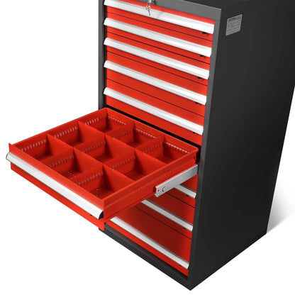 Heavy Duty Modular Drawer Cabinet - 9 Drawer,  59" H x 28.5" W x 28.5" D Tool Storage Organizer,  Steel Construction