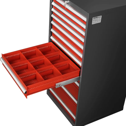 Heavy Duty Modular Drawer Cabinet - 11 Drawer,  59" H x 28.5" W x 28.5" D Tool Storage Organizer,  Steel Construction