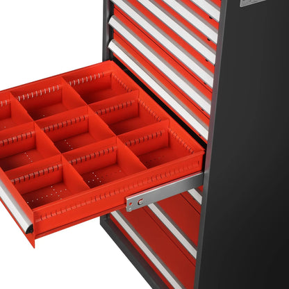 Heavy Duty Modular Drawer Cabinet - 11 Drawer,  59" H x 28.5" W x 28.5" D Tool Storage Organizer,  Steel Construction