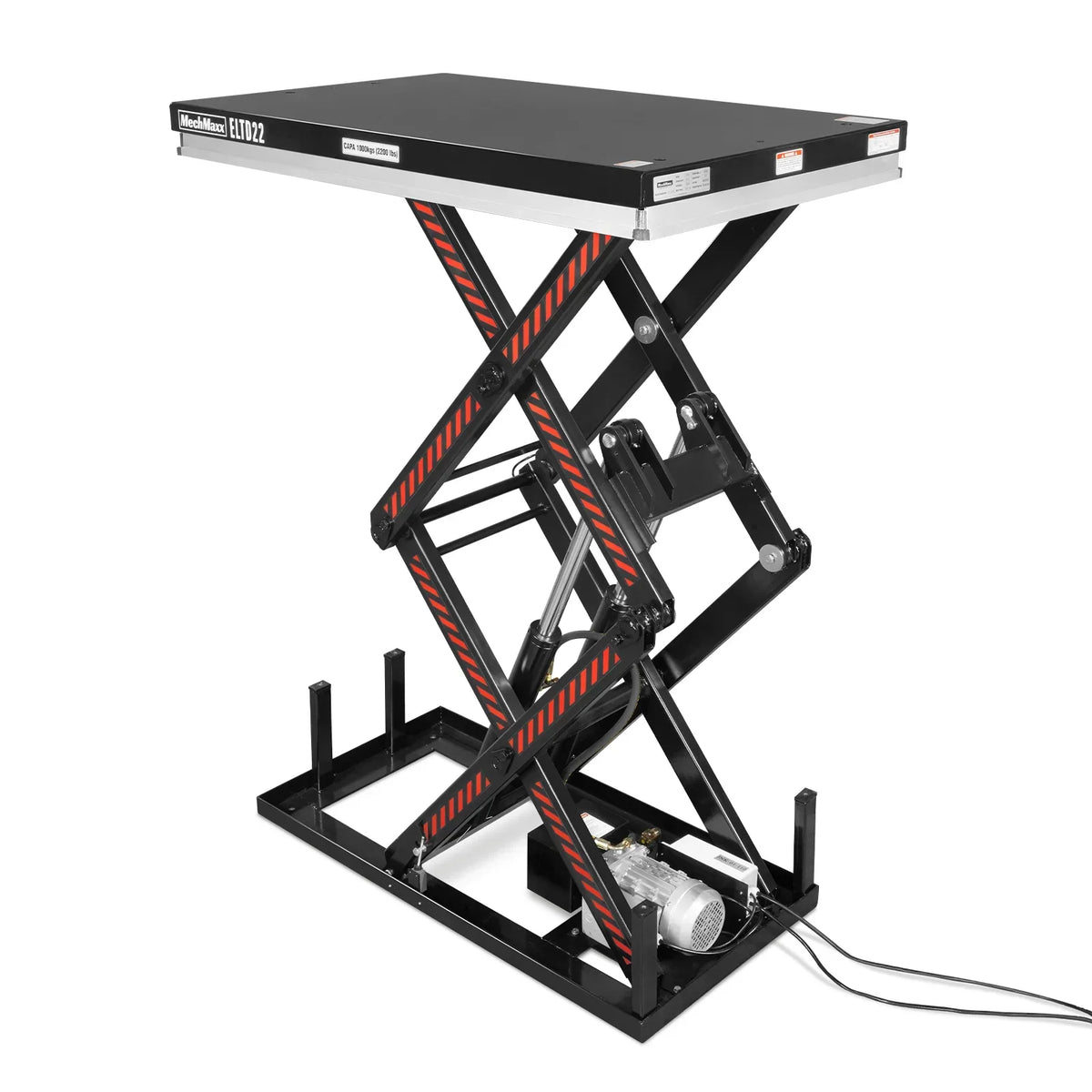 2200 lbs Capacity Stationary Electric Hydraulic Double Scissor Lift Table - 51.2" x 32.3" Platform,  70.1" Lift Height,  UL Certified Motor,  ELTD22