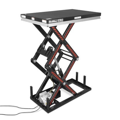 2200 lbs Capacity Stationary Electric Hydraulic Double Scissor Lift Table - 51.2" x 32.3" Platform,  70.1" Lift Height,  UL Certified Motor,  ELTD22