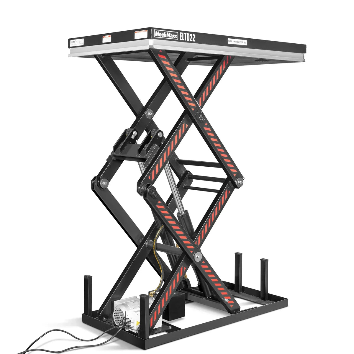 2200 lbs Capacity Stationary Electric Hydraulic Double Scissor Lift Table - 51.2" x 32.3" Platform,  70.1" Lift Height,  UL Certified Motor,  ELTD22