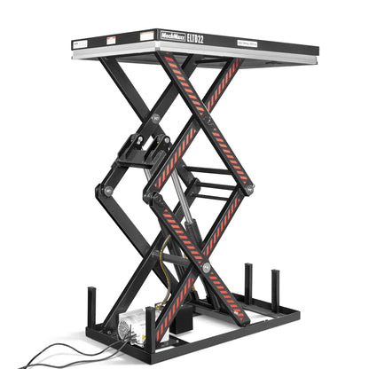 2200 lbs Capacity Stationary Electric Hydraulic Double Scissor Lift Table - 51.2" x 32.3" Platform,  70.1" Lift Height,  UL Certified Motor,  ELTD22