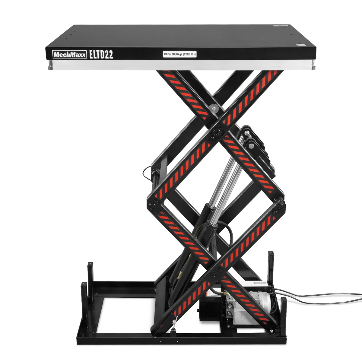 2200 lbs Capacity Stationary Electric Hydraulic Double Scissor Lift Table - 51.2" x 32.3" Platform,  70.1" Lift Height,  UL Certified Motor,  ELTD22