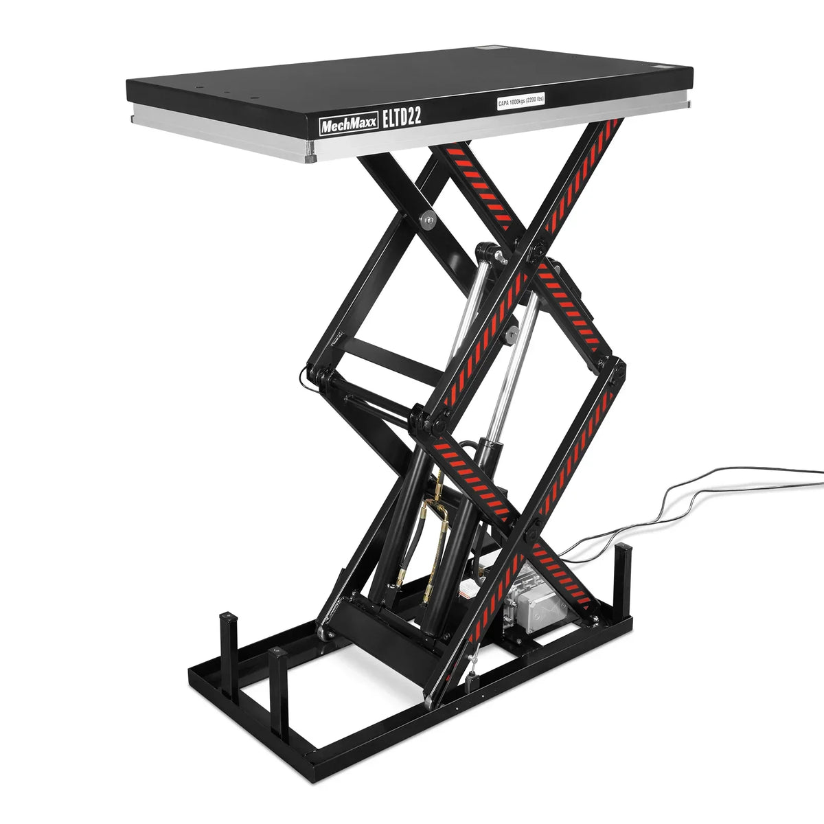 2200 lbs Capacity Stationary Electric Hydraulic Double Scissor Lift Table - 51.2" x 32.3" Platform,  70.1" Lift Height,  UL Certified Motor,  ELTD22