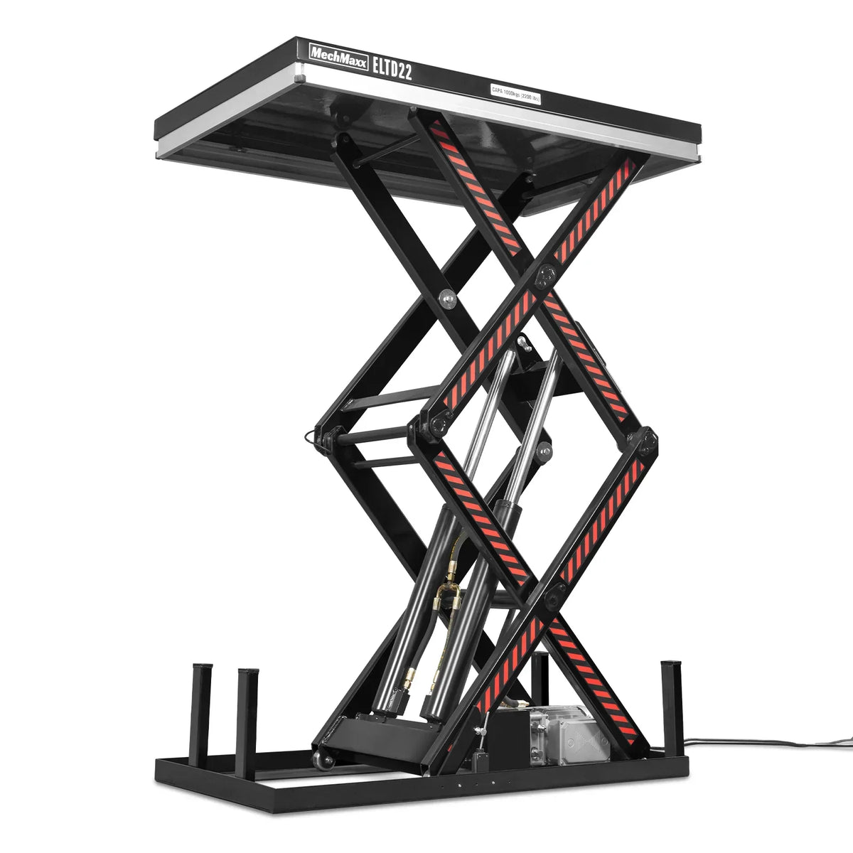 2200 lbs Capacity Stationary Electric Hydraulic Double Scissor Lift Table - 51.2" x 32.3" Platform,  70.1" Lift Height,  UL Certified Motor,  ELTD22