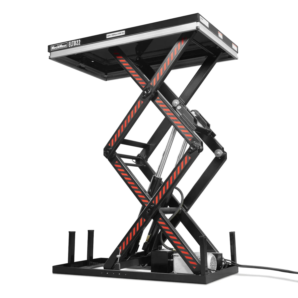 2200 lbs Capacity Stationary Electric Hydraulic Double Scissor Lift Table - 51.2" x 32.3" Platform,  70.1" Lift Height,  UL Certified Motor,  ELTD22