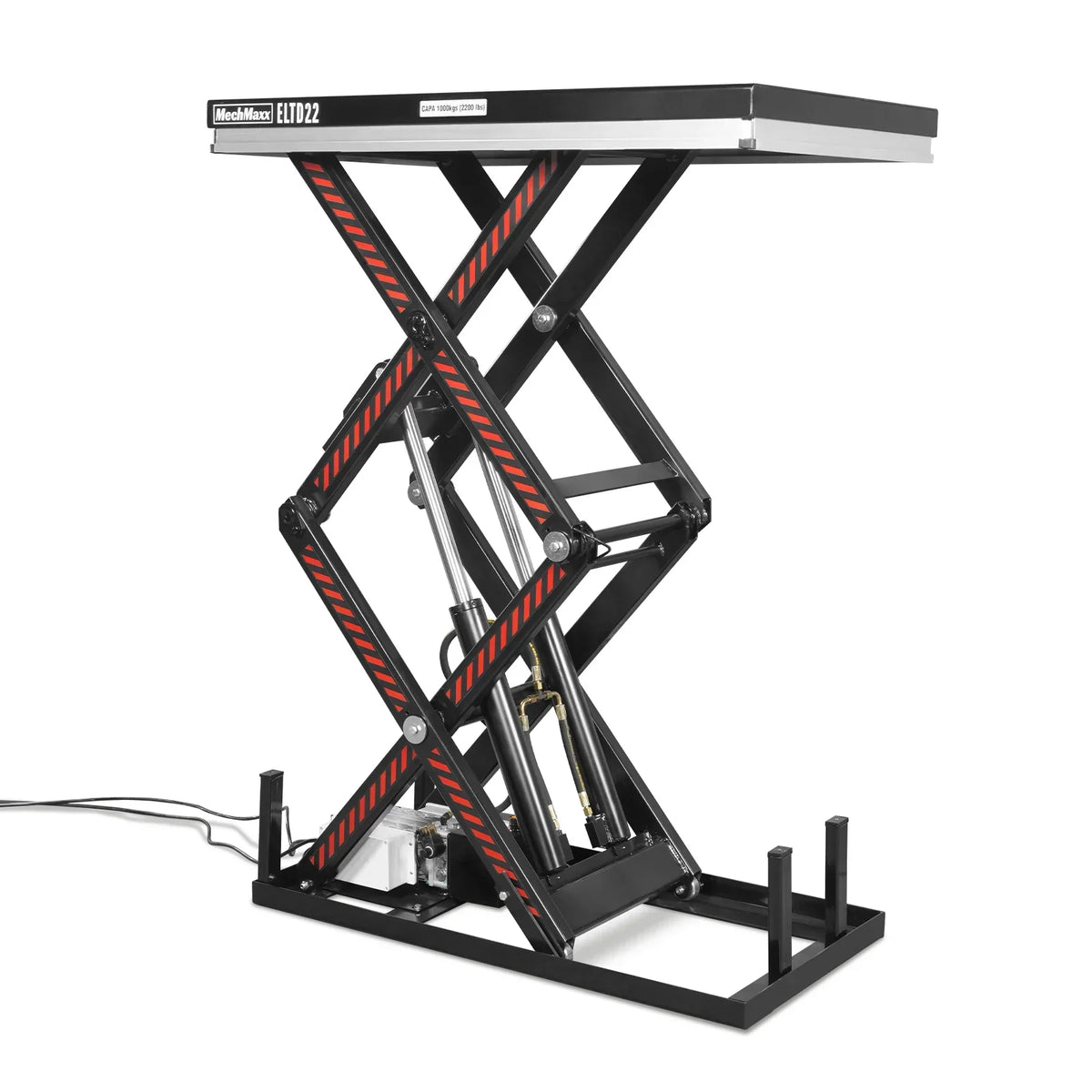 2200 lbs Capacity Stationary Electric Hydraulic Double Scissor Lift Table - 51.2" x 32.3" Platform,  70.1" Lift Height,  UL Certified Motor,  ELTD22