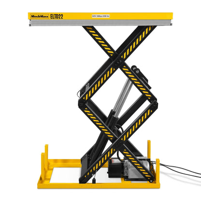 2200 lbs Capacity Stationary Electric Hydraulic Double Scissor Lift Table - 51.2" x 32.3" Platform,  70.1" Lift Height,  UL Certified Motor,  ELTD22