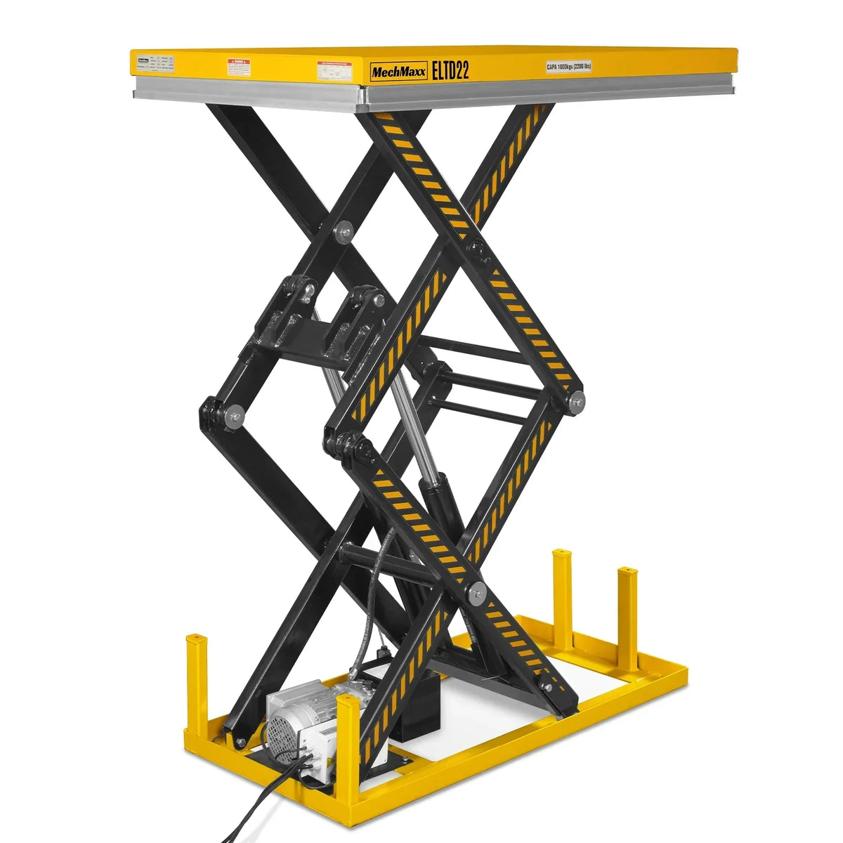 2200 lbs Capacity Stationary Electric Hydraulic Double Scissor Lift Table - 51.2" x 32.3" Platform,  70.1" Lift Height,  UL Certified Motor,  ELTD22