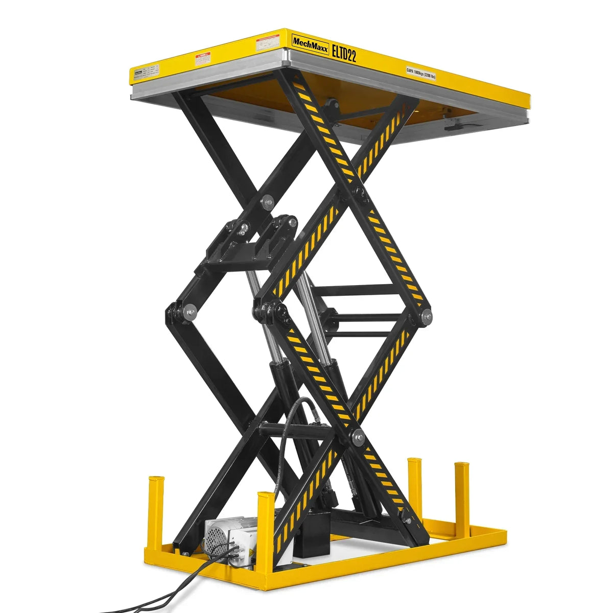 2200 lbs Capacity Stationary Electric Hydraulic Double Scissor Lift Table - 51.2" x 32.3" Platform,  70.1" Lift Height,  UL Certified Motor,  ELTD22
