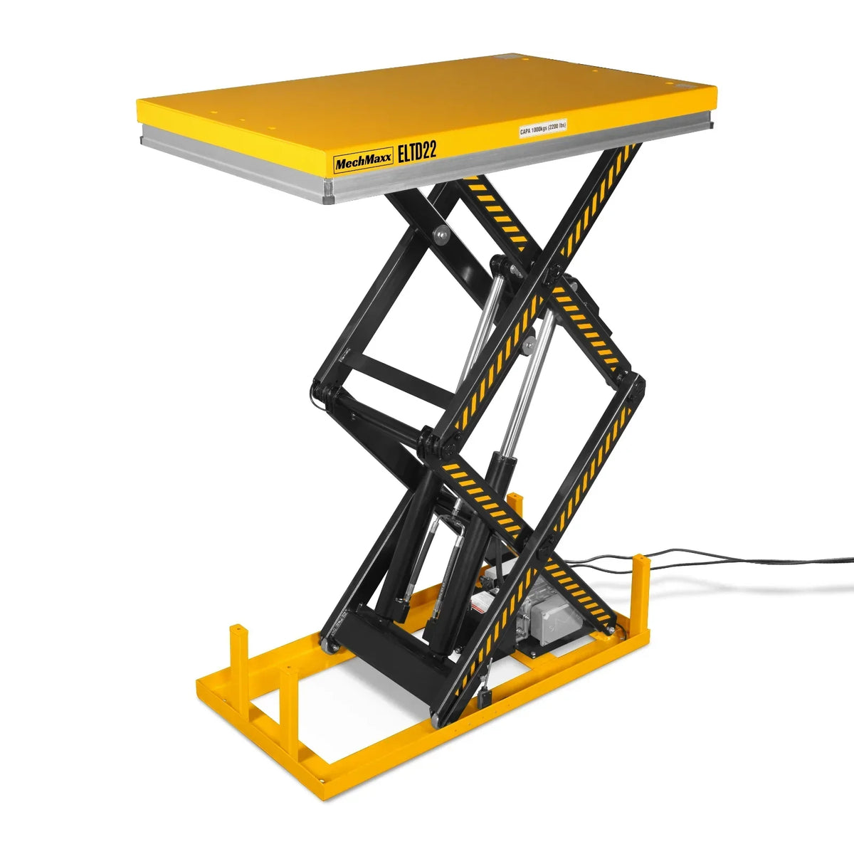 2200 lbs Capacity Stationary Electric Hydraulic Double Scissor Lift Table - 51.2" x 32.3" Platform,  70.1" Lift Height,  UL Certified Motor,  ELTD22