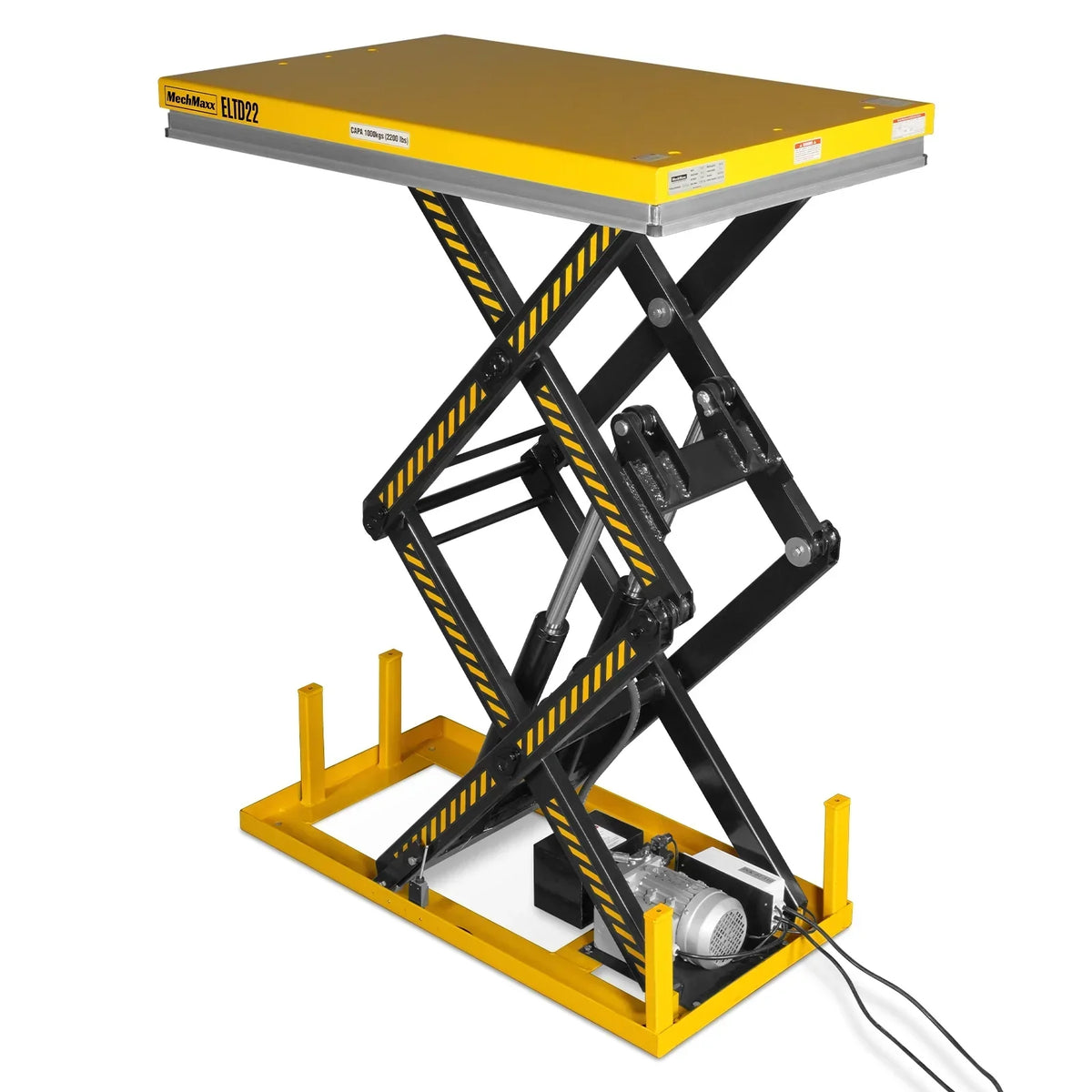 2200 lbs Capacity Stationary Electric Hydraulic Double Scissor Lift Table - 51.2" x 32.3" Platform,  70.1" Lift Height,  UL Certified Motor,  ELTD22