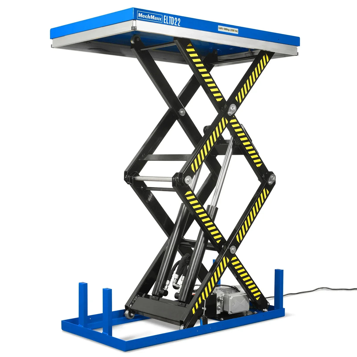 Wireless Remote Control Double Scissor Electric Hydraulic Lift Table, 2200lb Capacity, 51.2" x 32.3" Platform, 70" Lift Height, ELTD22