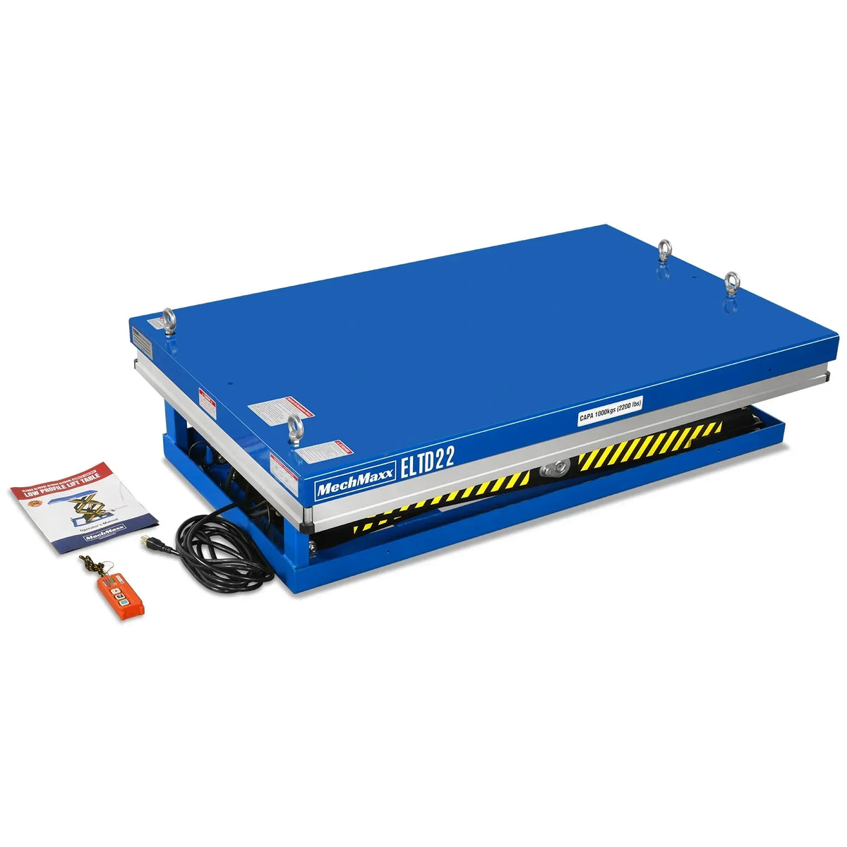 Wireless Remote Control Double Scissor Electric Hydraulic Lift Table, 2200lb Capacity, 51.2" x 32.3" Platform, 70" Lift Height, ELTD22