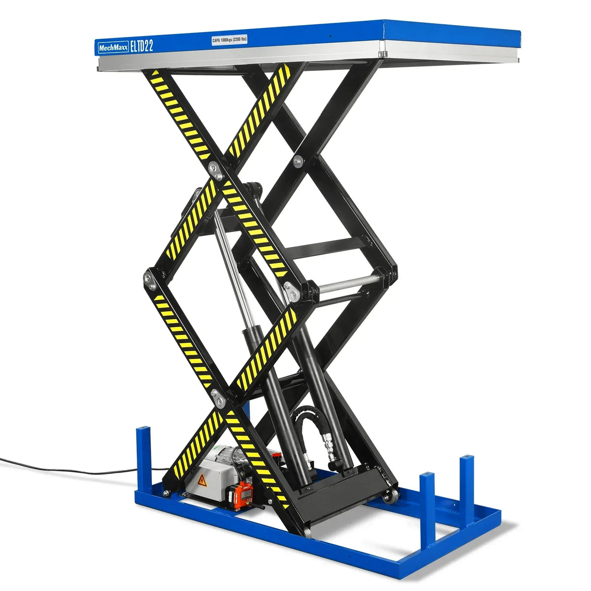 Wireless Remote Control Double Scissor Electric Hydraulic Lift Table, 2200lb Capacity, 51.2" x 32.3" Platform, 70" Lift Height, ELTD22