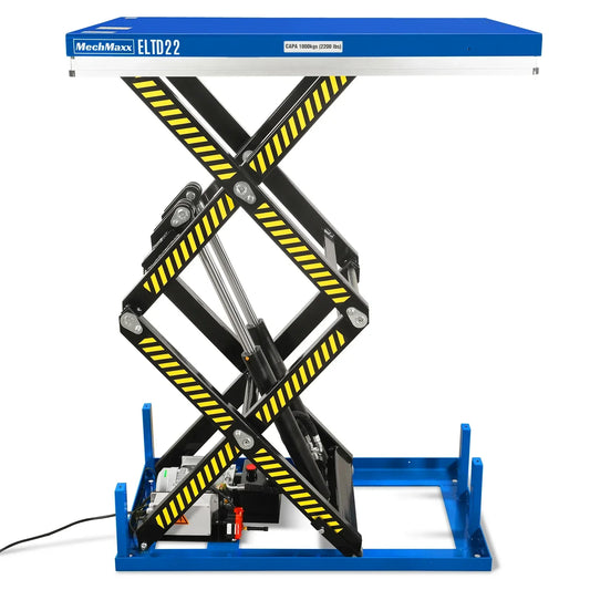 Wireless Remote Control Double Scissor Electric Hydraulic Lift Table, 2200lb Capacity, 51.2" x 32.3" Platform, 70" Lift Height, ELTD22