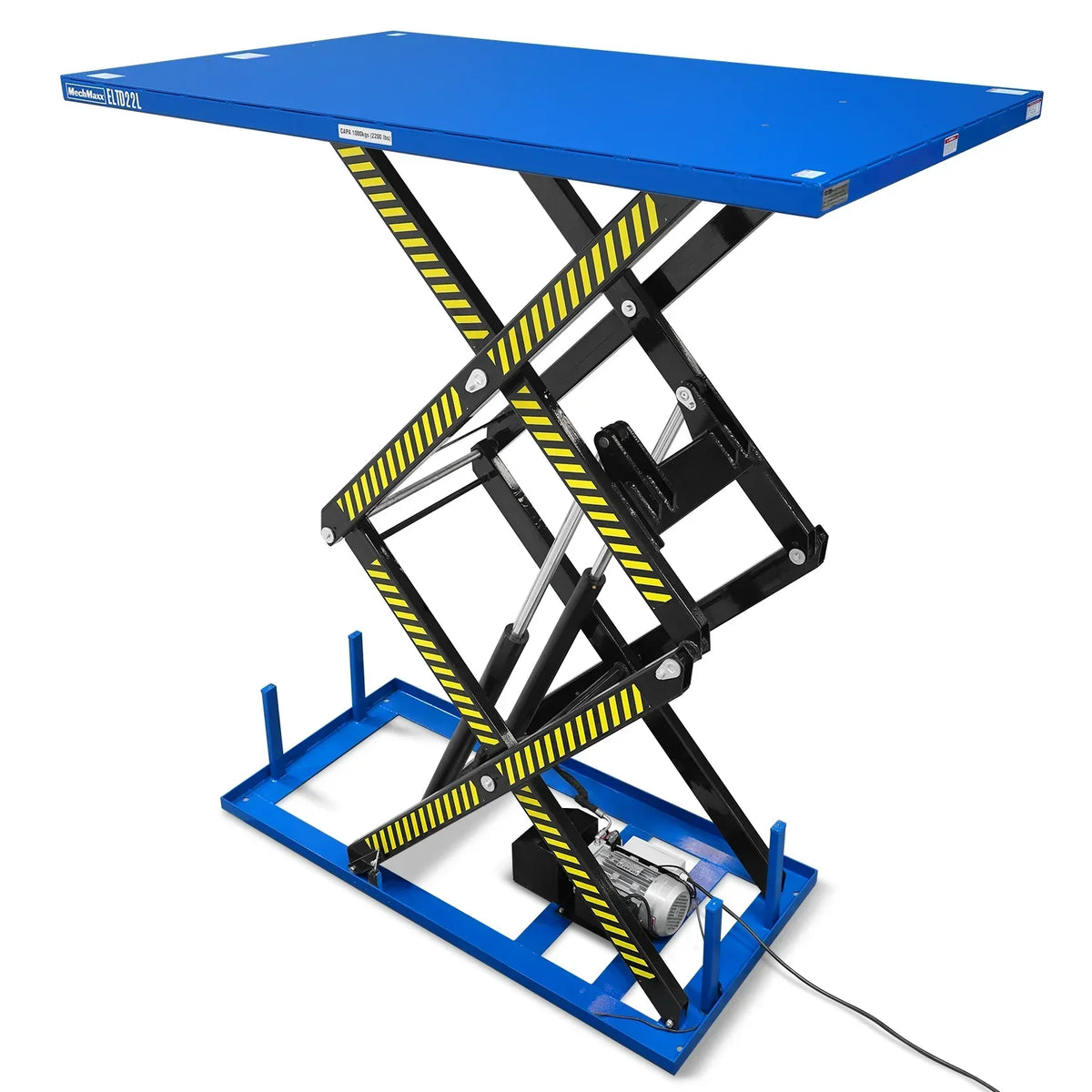Wireless Remote Control Double Scissor Electric Hydraulic Lift Table, 2200lb Capacity, 86.6" x 51.2" Large Platform, 102.4" Lift Height, ELTD22L