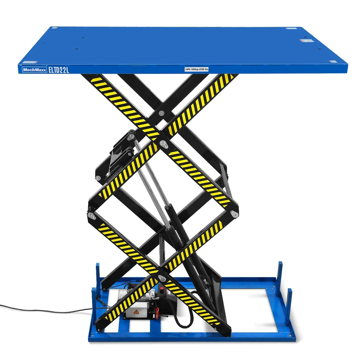 Wireless Remote Control Double Scissor Electric Hydraulic Lift Table, 2200lb Capacity, 86.6" x 51.2" Large Platform, 102.4" Lift Height, ELTD22L