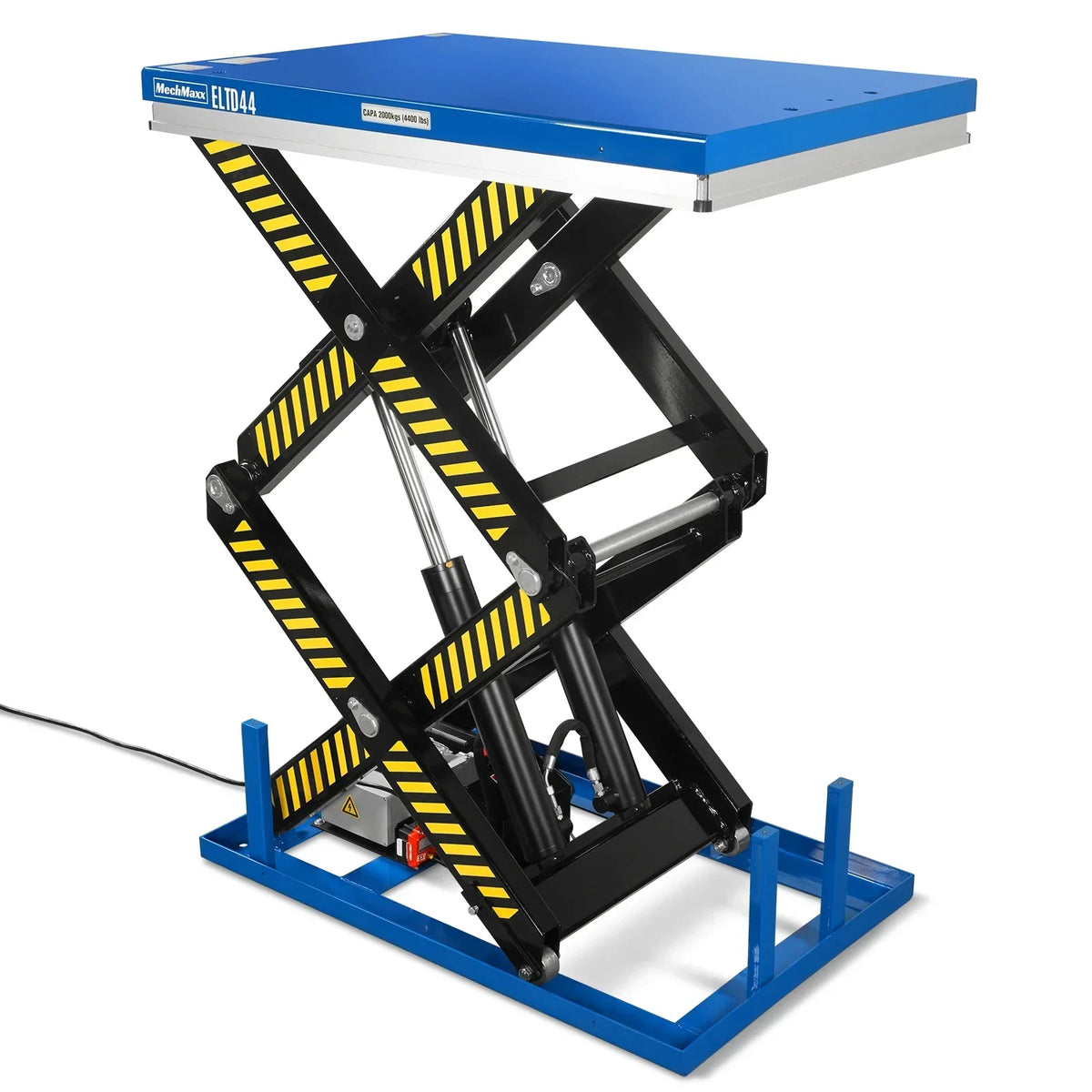 Wireless Remote Control Double Scissor Electric Hydraulic Lift Table, 4400lb Capacity, 51.2" x 33.5" Platform, 72.6" Lift Height, ELTD44