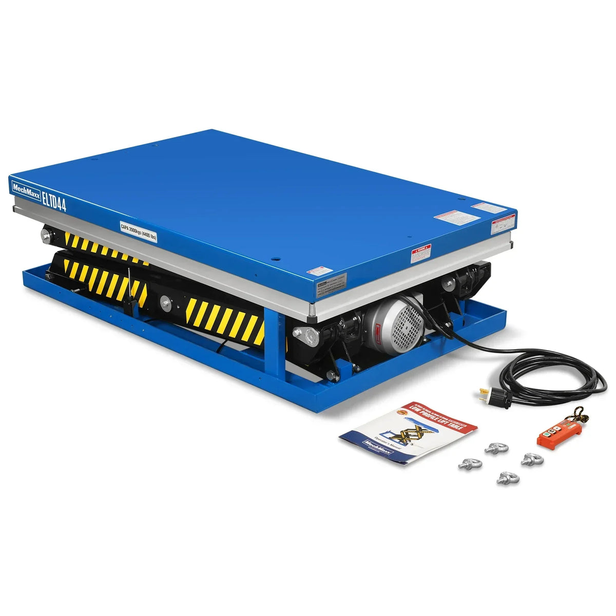 Wireless Remote Control Double Scissor Electric Hydraulic Lift Table, 4400lb Capacity, 51.2" x 33.5" Platform, 72.6" Lift Height, ELTD44