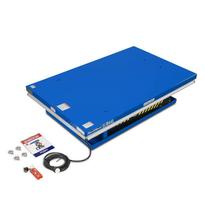 Wireless Remote Control Double Scissor Electric Hydraulic Lift Table, 4400lb Capacity, 63" x 39.4" Large Platform, 72.6" Lift Height, ELTD44L