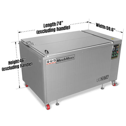 207 Gal / 785L Heavy Duty Industrial Ultrasonic Parts Washer, 28kHz 96 Transducers, Oil Skimmer, SS304 Tank, 22kW Heater, 208–240V 3 Phase Power