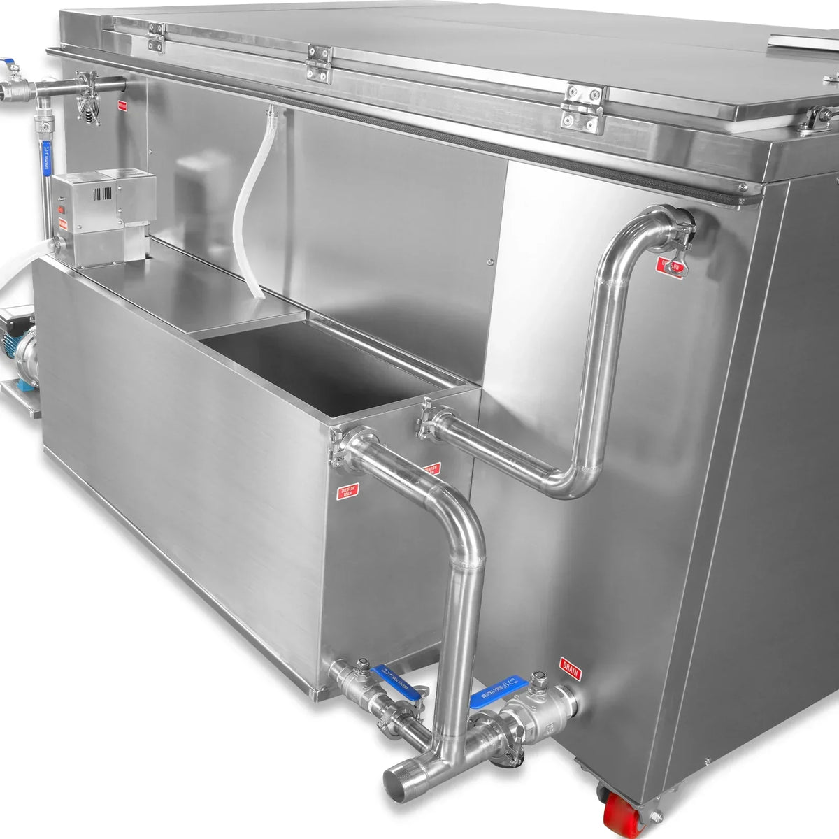 207 Gal / 785L Heavy Duty Industrial Ultrasonic Parts Washer, 28kHz 96 Transducers, Oil Skimmer, SS304 Tank, 22kW Heater, 208–240V 3 Phase Power