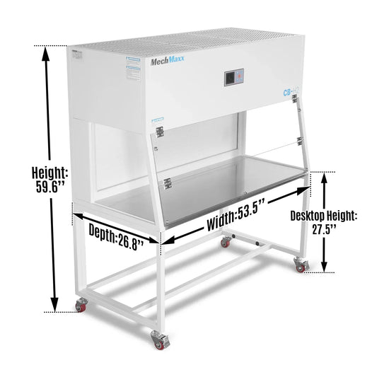 53.5″ Wide CB-H2 Horizontal Laminar Flow Clean Bench with HEPA Filtration & UV Sterilization | ISO Class 5