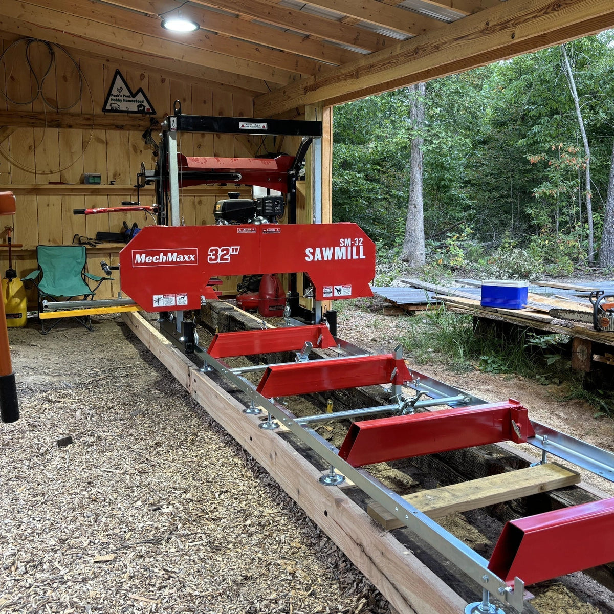 32" Portable Sawmill,  KOHLER CH440 429cc E-Start Gasoline Engine,  26.5" Board Width,  13' Track Length ,  SM-32