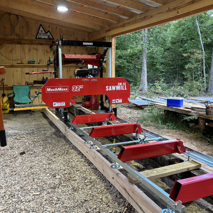 32" Portable Sawmill,  KOHLER CH440 429cc E-Start Gasoline Engine,  26.5" Board Width,  13' Track Length ,  SM-32