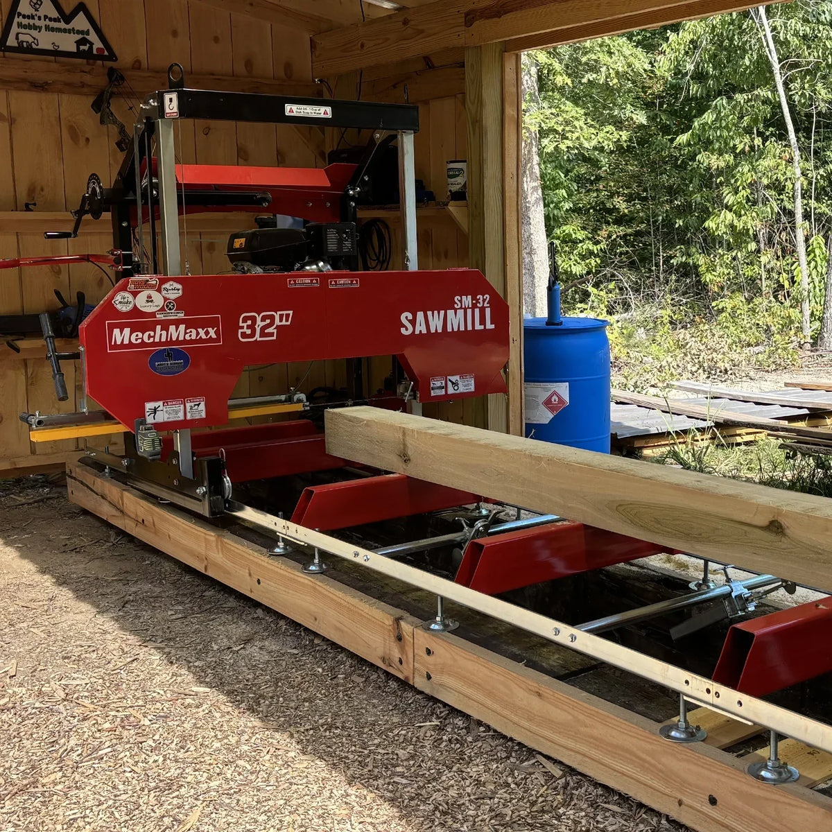 32" Portable Sawmill,  KOHLER CH440 429cc E-Start Gasoline Engine,  26.5" Board Width,  13' Track Length ,  SM-32