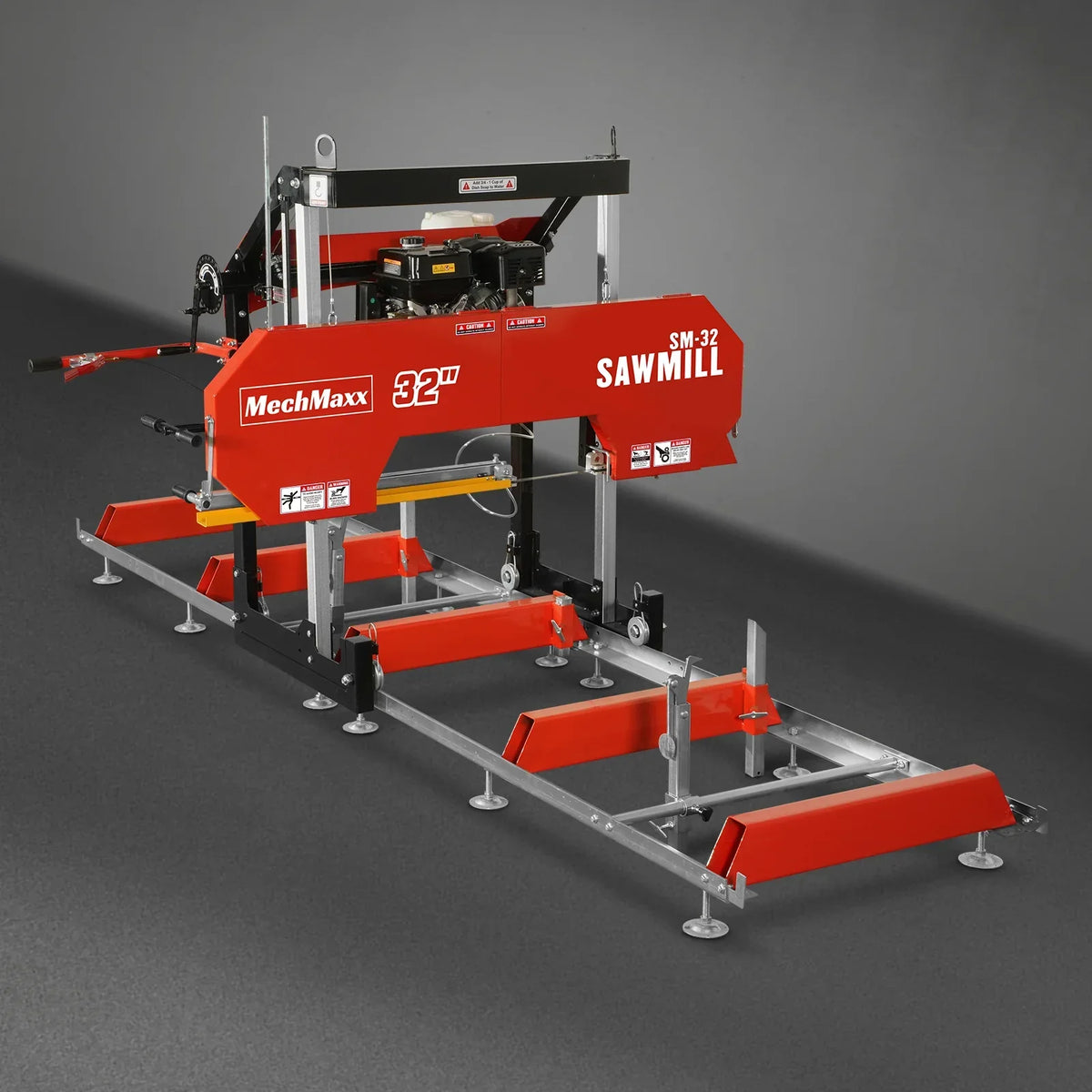 32" Portable Sawmill,  420cc 15HP DUCAR E-Start Gasoline Engine,  29" Board Width,  13' Track Length ,  SM32