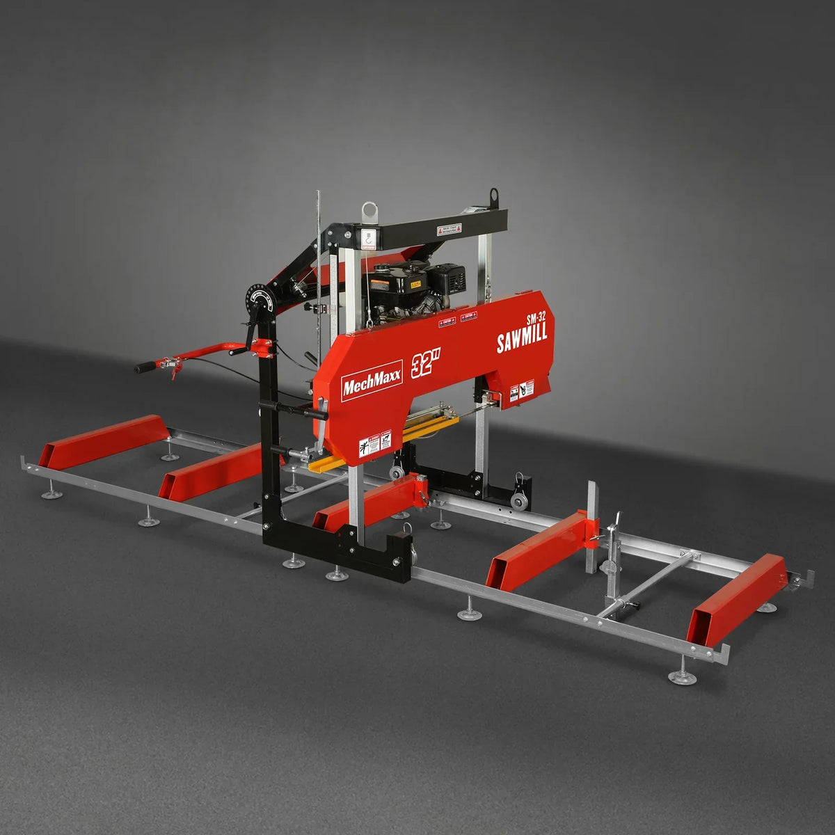 32" Portable Sawmill,  420cc 15HP DUCAR E-Start Gasoline Engine,  29" Board Width,  13' Track Length ,  SM32